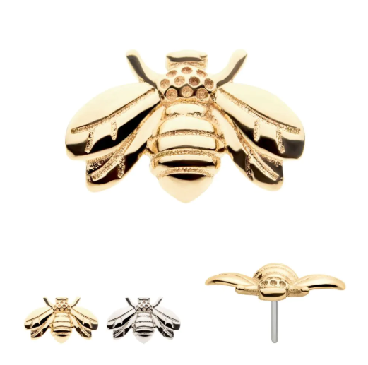 14k Gold Bee Threadless End