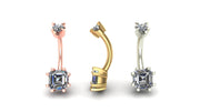 Asscher Prong Curved Barbell