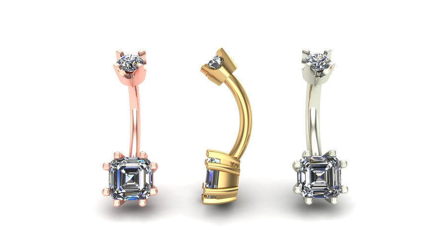 Asscher Prong Curved Barbell
