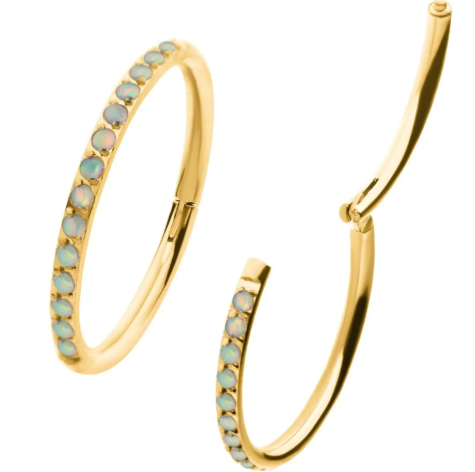 24K Gold PVD Titan weißer Opal Clicker
