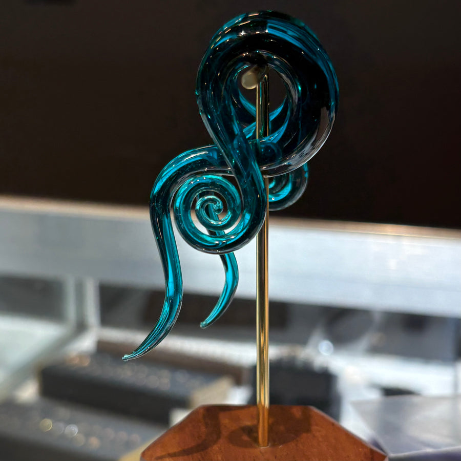 Blue Glass Spiral Ear Weights (Pair)