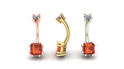 Asscher Prong Curved Barbell