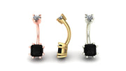 Asscher Prong Curved Barbell