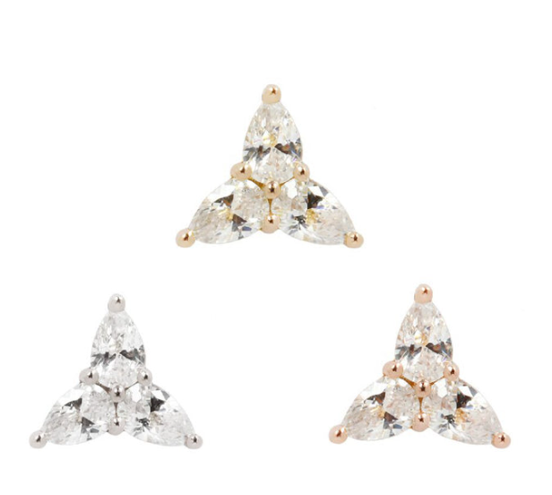 3 Little Pears 14k Gold Threadless End
