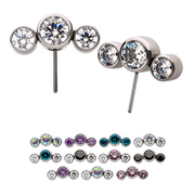 Bezel Set 3 Cluster Side Facing CZ Threadless Ends