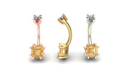 Asscher Prong Curved Barbell