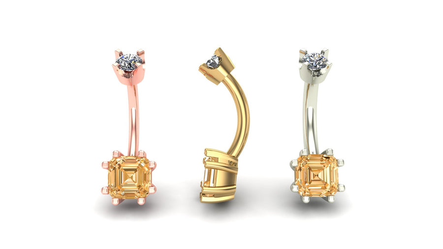 Asscher Prong Curved Barbell