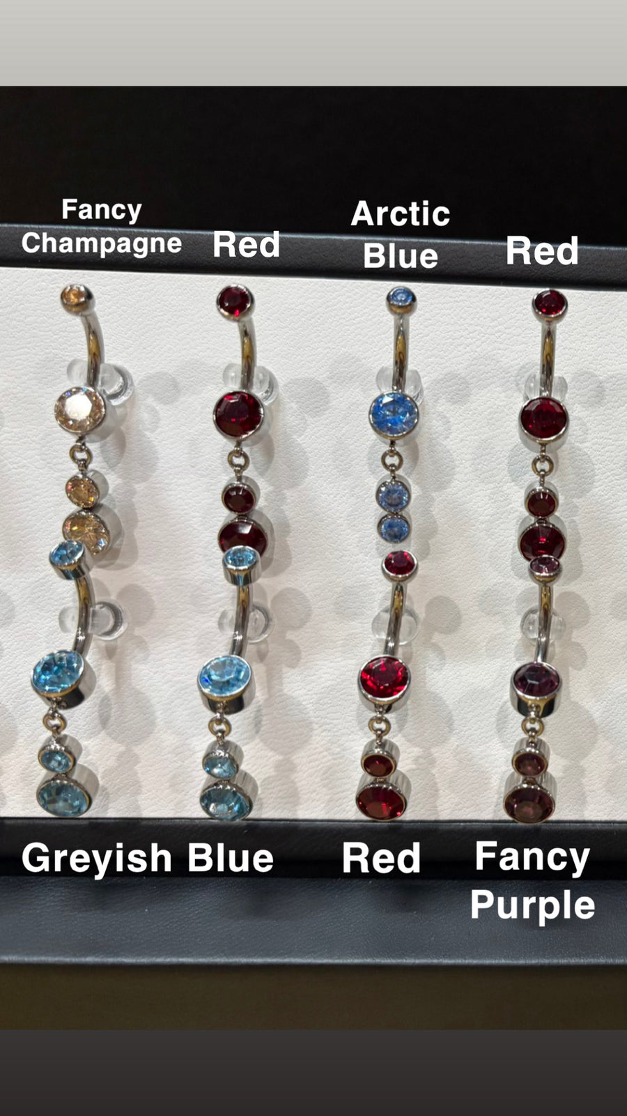 Navel Barbell - Double Bezel-set Faceted Gem with Dangles