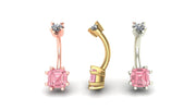 Asscher Prong Curved Barbell