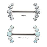 Bezel Set 5 Cluster Nipple Barbell