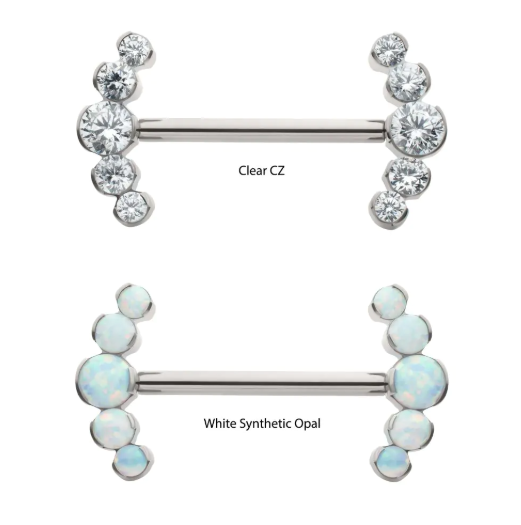 Bezel Set 5 Cluster Nipple Barbell