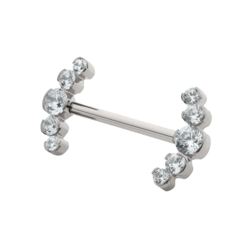 Bezel Set 5 Cluster Nipple Barbell