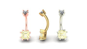 Asscher Prong Curved Barbell