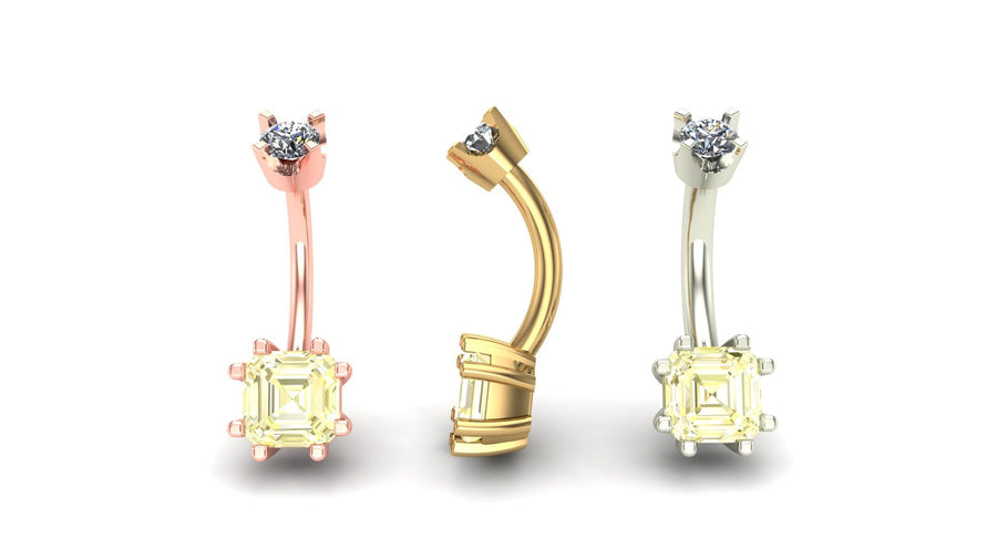 Asscher Prong Curved Barbell