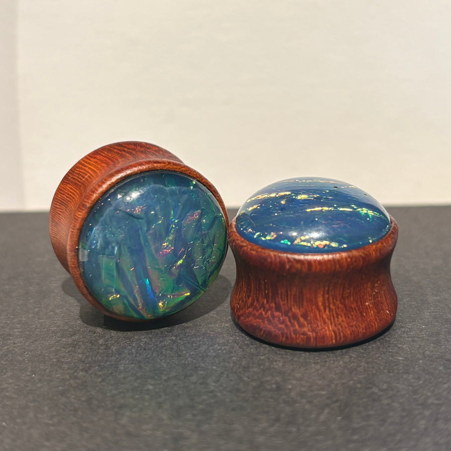 Wood and Resin Double Flare Plugs (Pair)