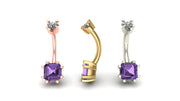 Asscher Prong Curved Barbell