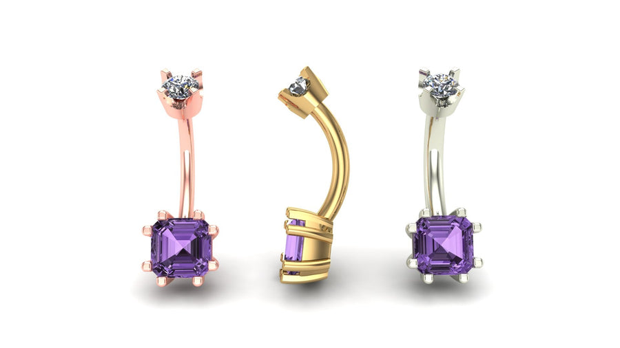Asscher Prong Curved Barbell