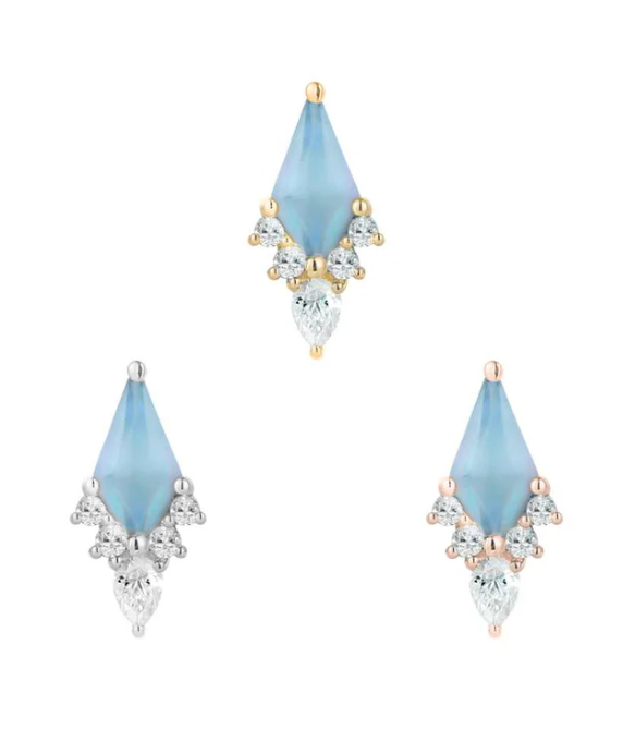 Afterglow Threadless End with Sandblasted Swiss Blue Topaz
