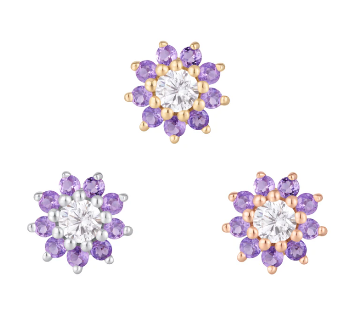 Eloise Threadless End with Amethyst