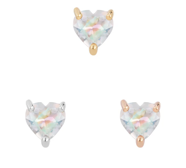 Heart Threadless End with Rainbow Moonstone