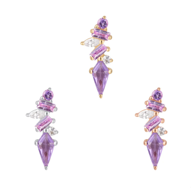 Mixt Threadless End with Amethyst + Pink Sapphire