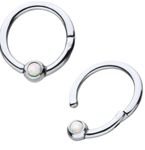 Weißer Opal Titan Scharnier Segment Clicker aus hochglanzpoliertem Implantat Grade Titan
