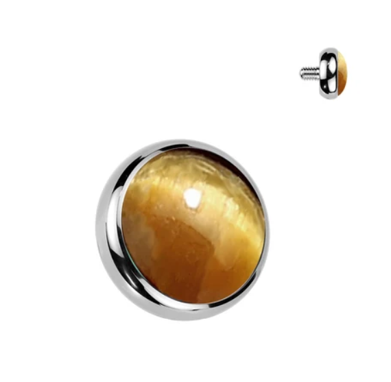 Threaded Titanium Natural Stone Cabochon Gem End