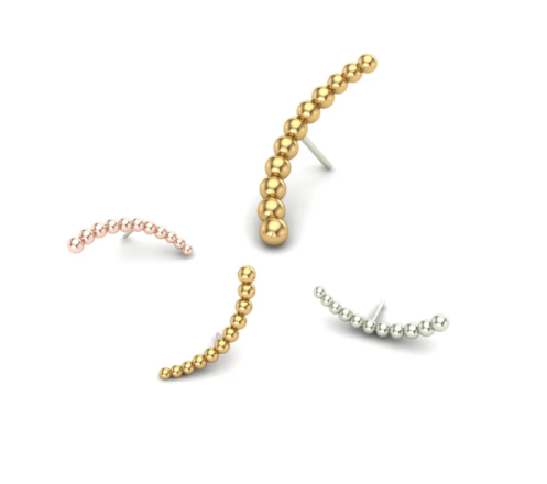 Arc Balls 14k Gold Threadless End