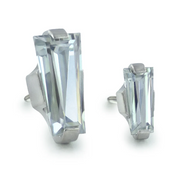 Threadless Titanium Baguette Cut Prong CZ Gem End