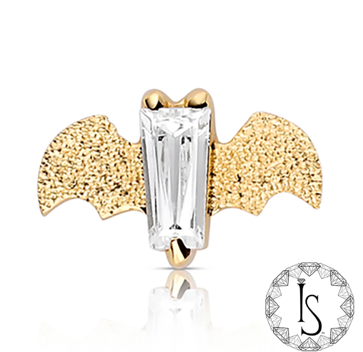 18K Gold "Batguette" Faceted Gem End