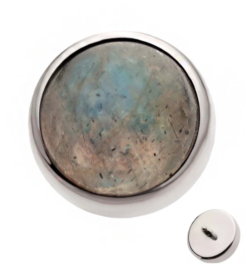Threaded Titanium Natural Stone Cabochon Gem End