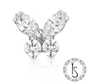 Threadless Titanium Butterfly Faceted Gem End