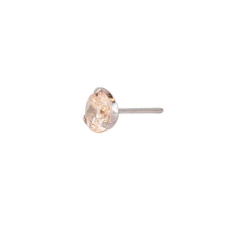 Titanium Tri Prong CZ Threadless End