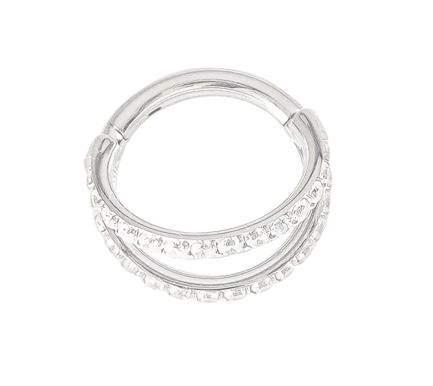 Titanium Double Row Clicker with CZ Stones