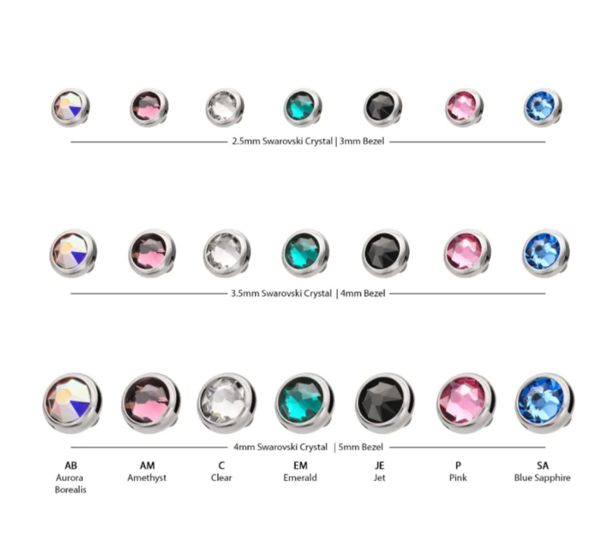 Titanium Bezel Set CZ Dermal Top