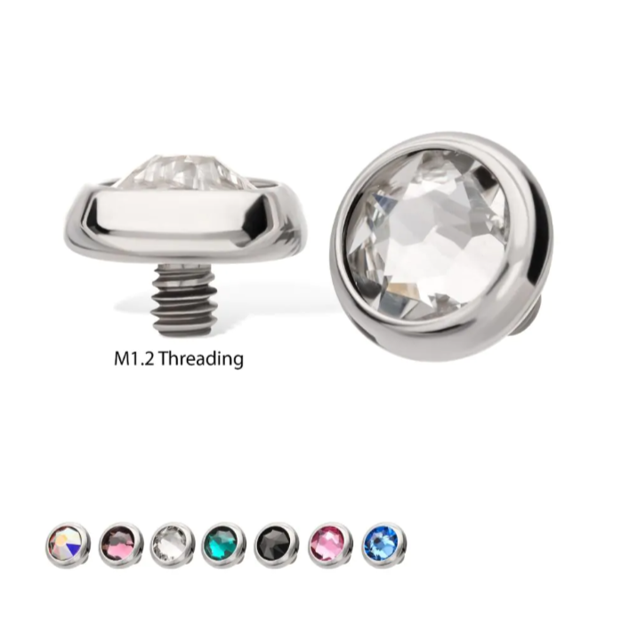 Titanium Bezel Set CZ Dermal Top