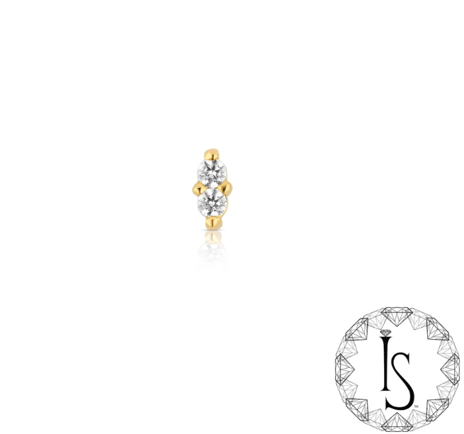 18K Yellow Gold Duo Faceted Gem End VS Lab Created Diamonds