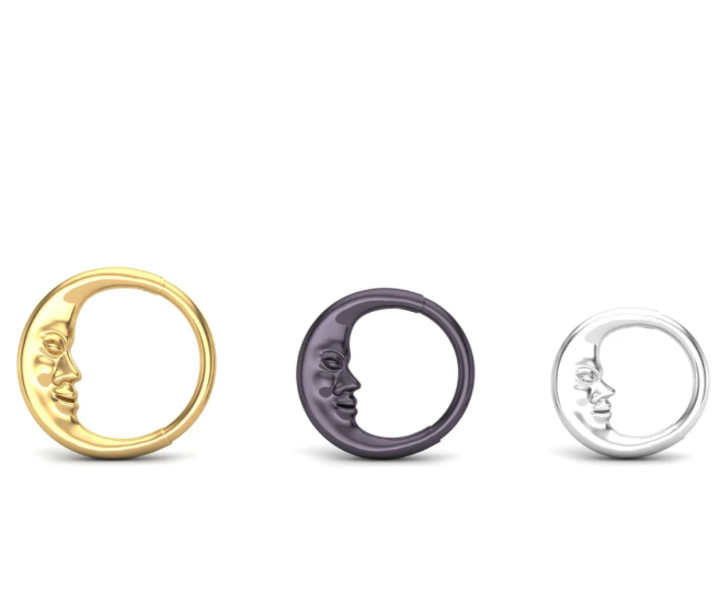 14k Gold Flat Moon Clicker