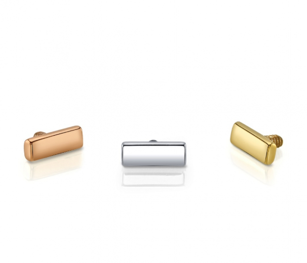 Flat Rectangle 14k Gold Threadless End