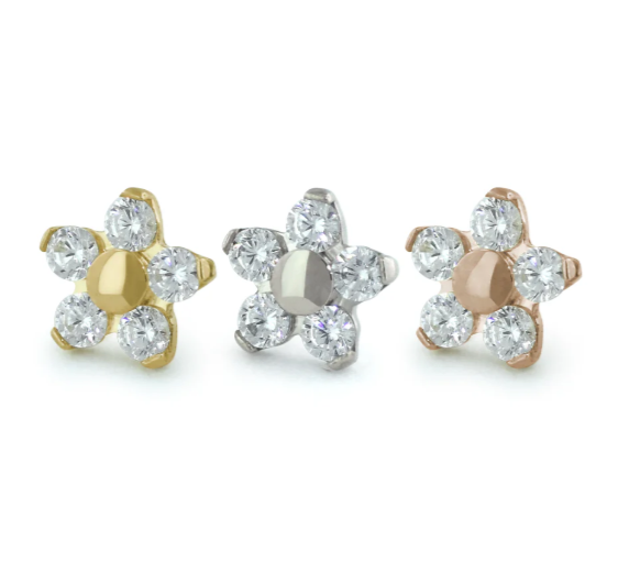 18K Gold Flower Gem
