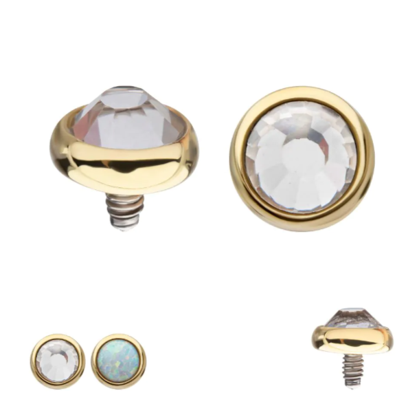 14k Gold Bezel Set Dermal Top