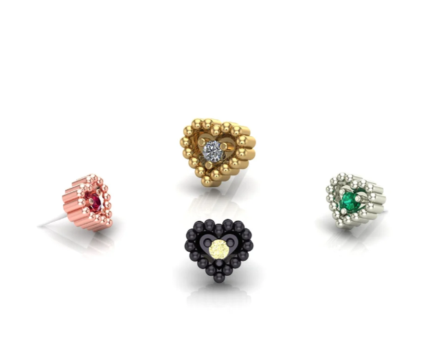 Heart Beads 14k Gold Threadless End