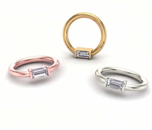 14k Gold Baguette Seam Ring