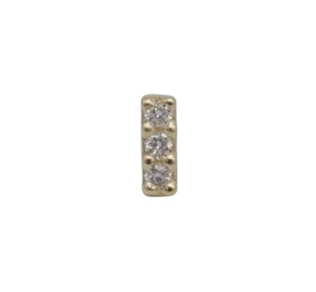 Installation 3 14k Gold Threadless Top with Diamond