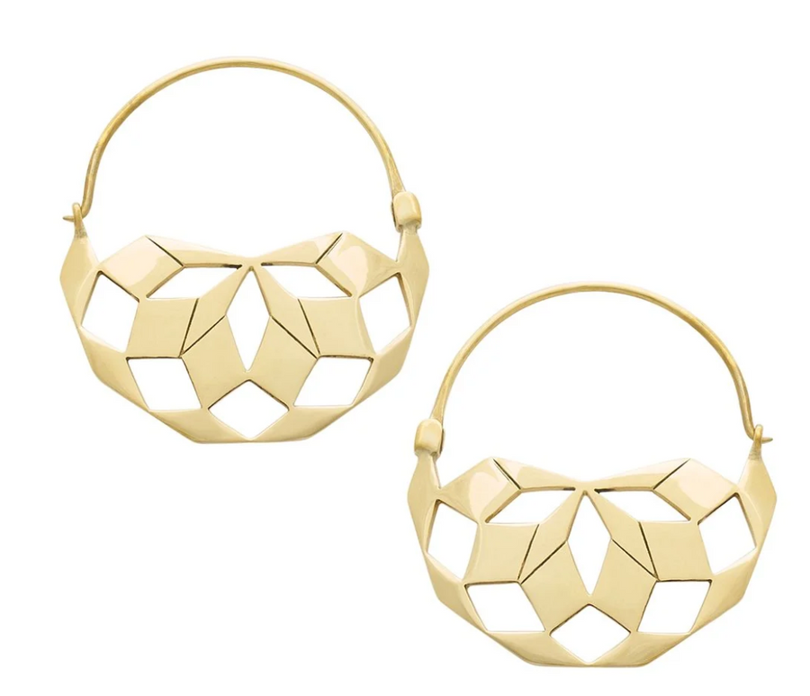 Solid Brass Mandala Hoops