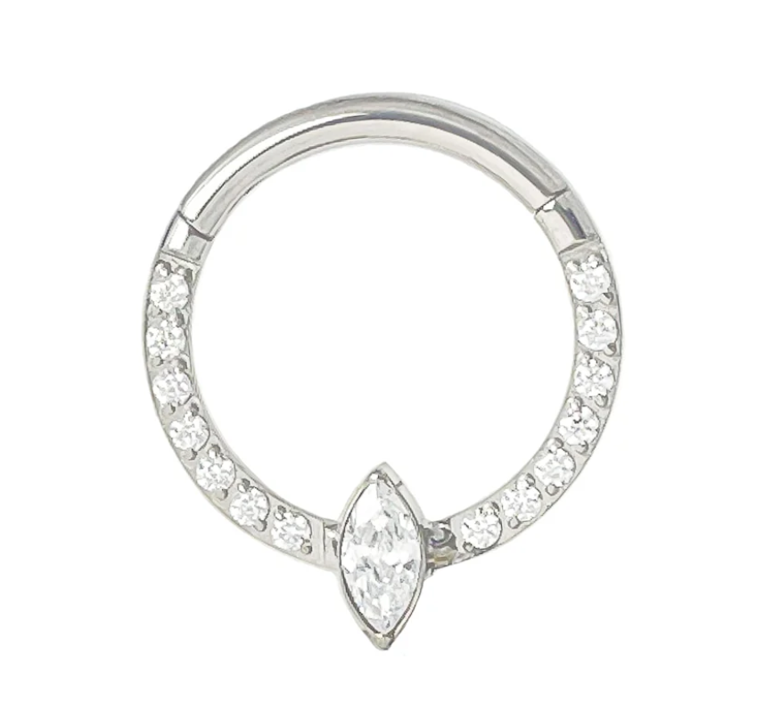 Titanium Marquise CZ Clicker