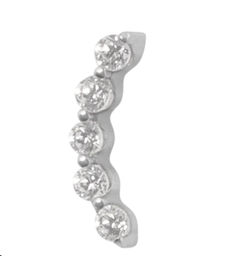 Micro Curve Clear CZ Threadless Titanium End