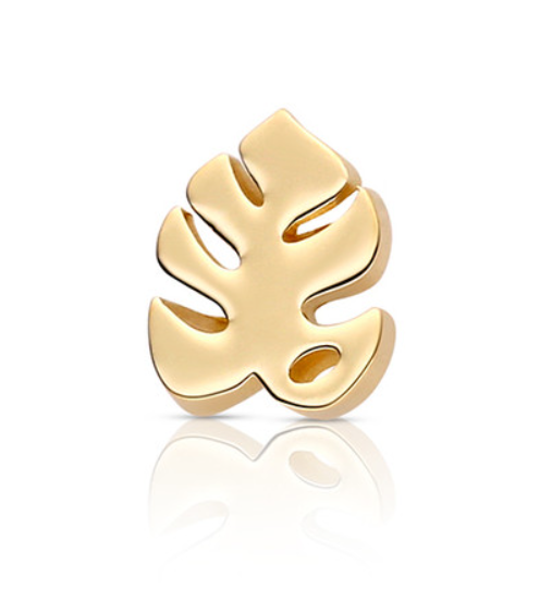 18k Gold Monstera Leaf Threadless End