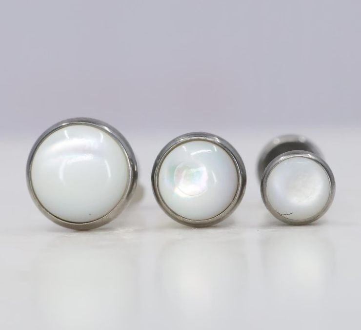 Threaded Titanium Natural Stone Cabochon Gem End