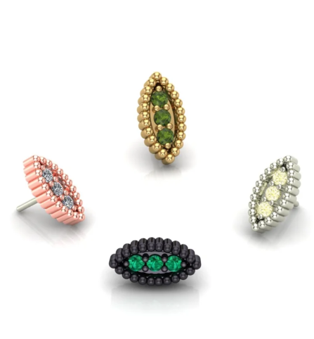 Navette Beads 14k Gold Threadless End